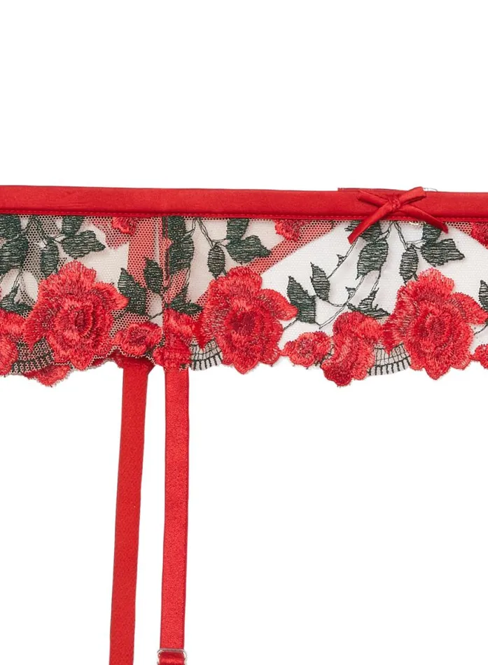 Garters and Belts Lingerie Fleur Du Mal Roses and Thorns Garter Rouge