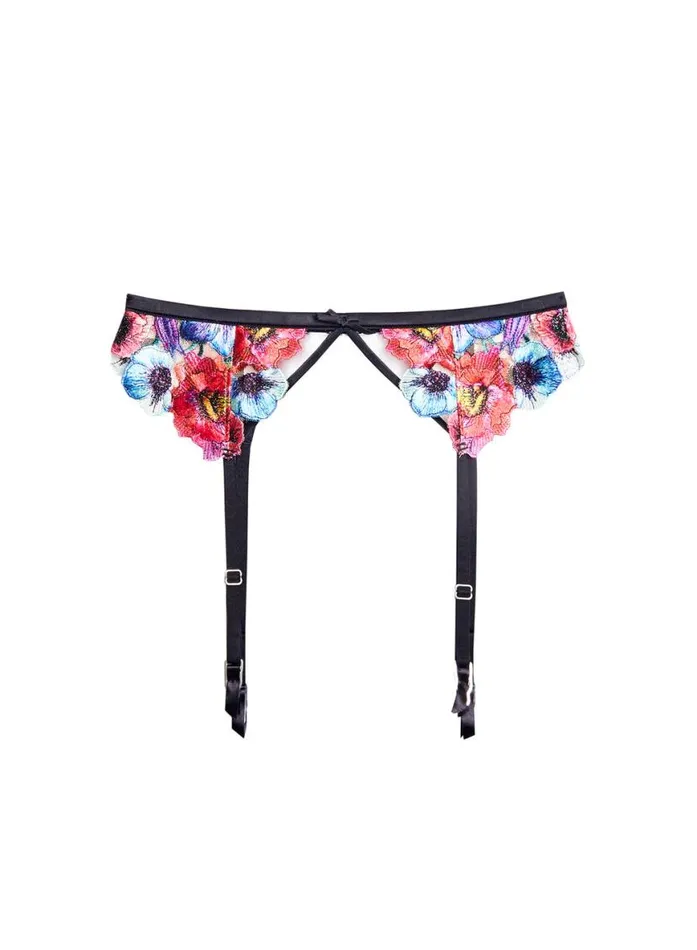 Garters and Belts Lingerie Fleur Du Mal Tuileries Embroidery Garter Multi
