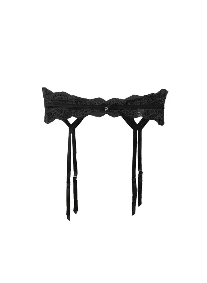 Garters and Belts PleasureLingerie Fleur Du Mal Naomi Lace Garter Belt Black