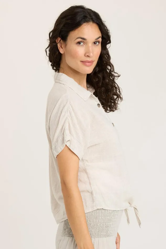 Gauze Teagan Tie Top Feirie Wash Whitecap Clothing XCVI ShirtsBlouses