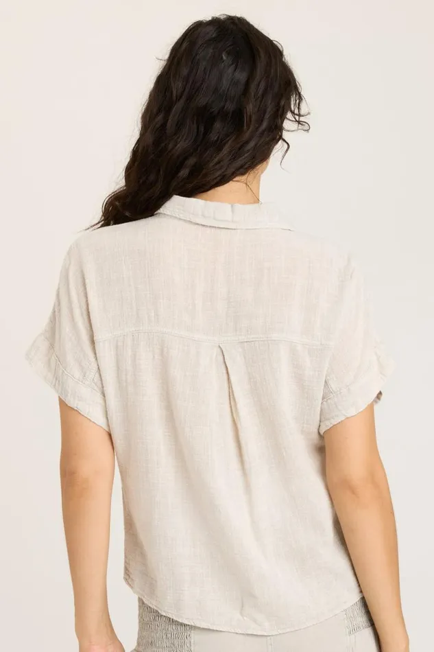 Gauze Teagan Tie Top Feirie Wash Whitecap Clothing XCVI ShirtsBlouses