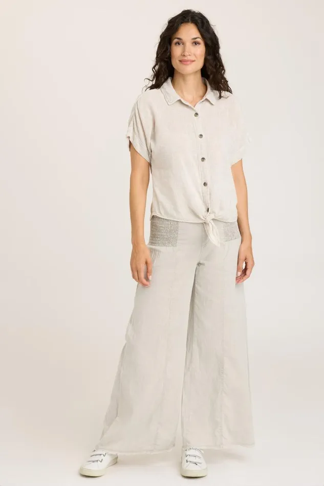 Gauze Teagan Tie Top Feirie Wash Whitecap Clothing XCVI ShirtsBlouses