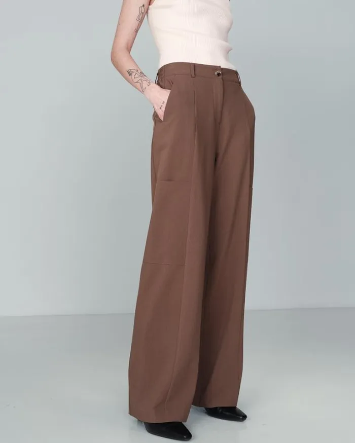 Grace and Mila Flowing Trousers TROUSERS TAUPE NOYOCO 8211 Shop
