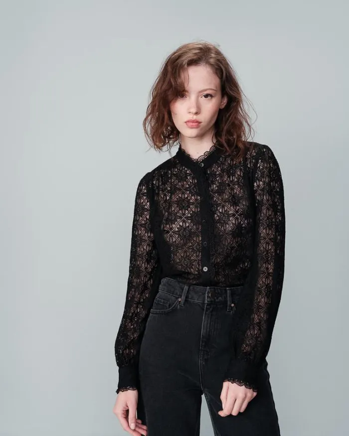 Grace and Mila Lace Shirts SHIRT NOIR NORA 8211 Shop