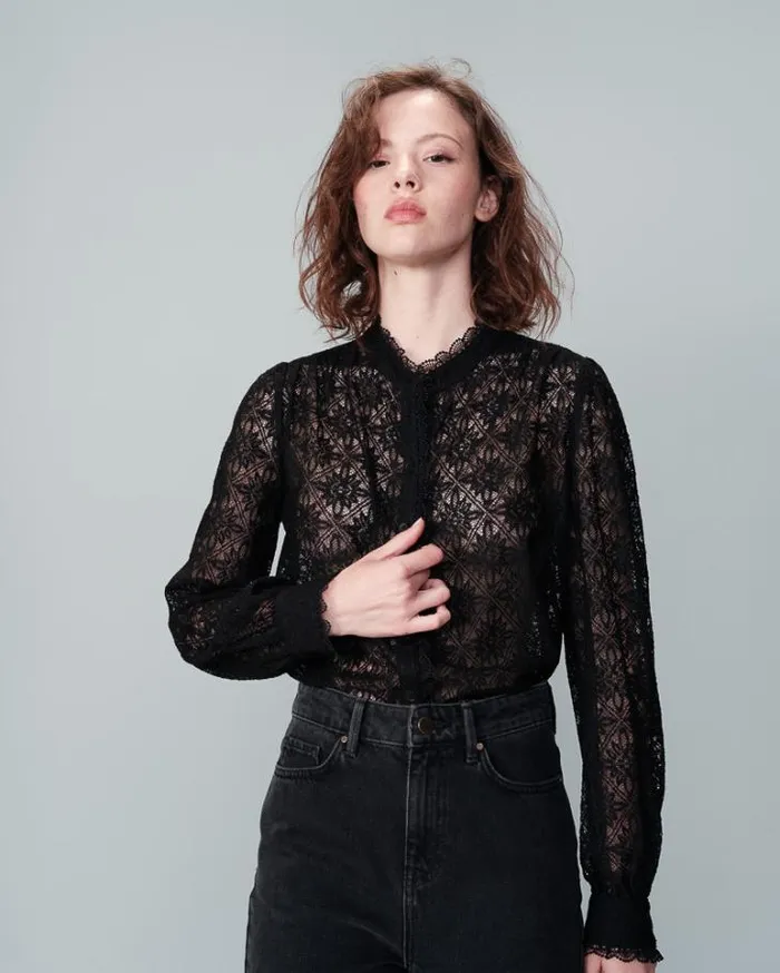 Grace and Mila Lace Shirts SHIRT NOIR NORA 8211 Shop