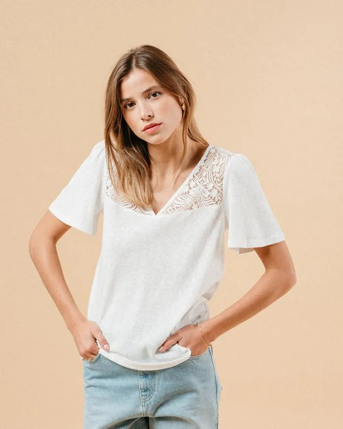 Grace and Mila Lace Tops TSHIRT ECRU MANOIR 8211 Shop