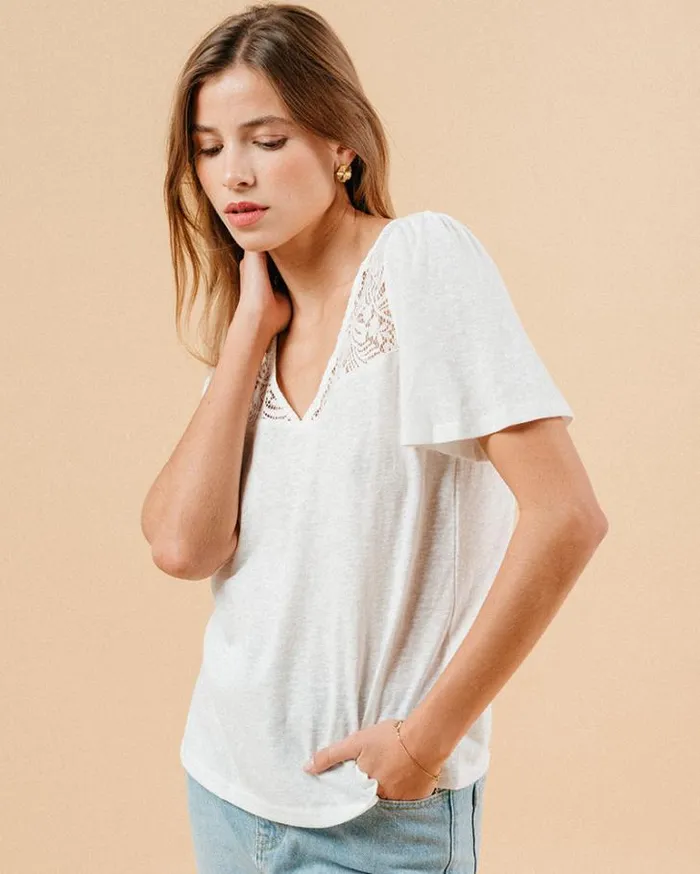 Grace and Mila Lace Tops TSHIRT ECRU MANOIR 8211 Shop
