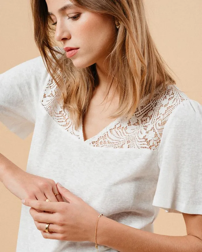 Grace and Mila Lace Tops TSHIRT ECRU MANOIR 8211 Shop