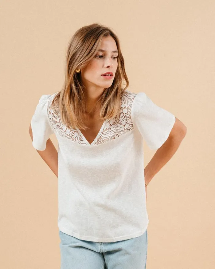 Grace and Mila Lace Tops TSHIRT NOIR MANOIR 8211 Shop