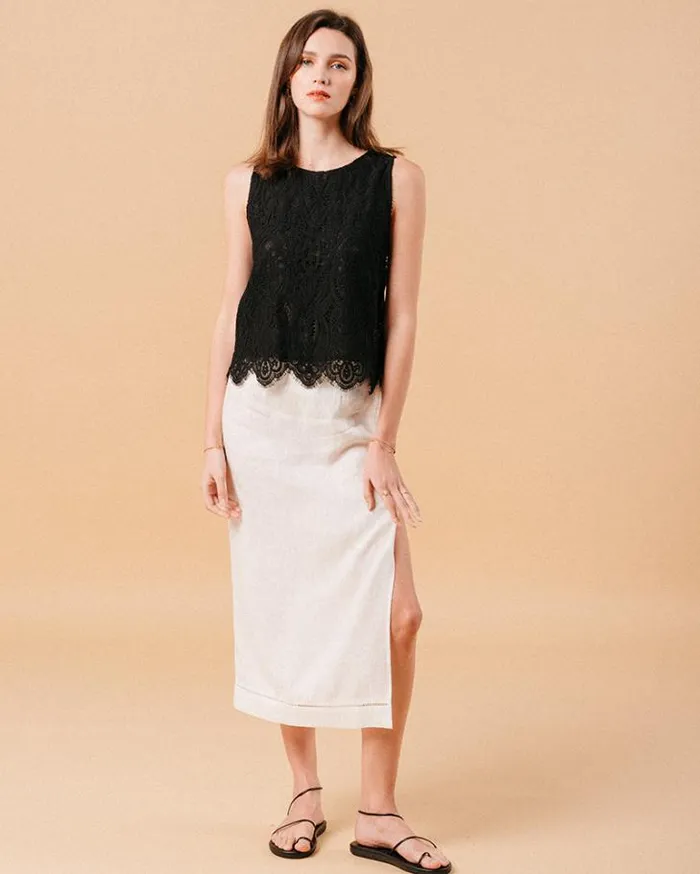 Grace and Mila Lace Tops WOVEN TOP NOIR MIMOSA 8211 Shop