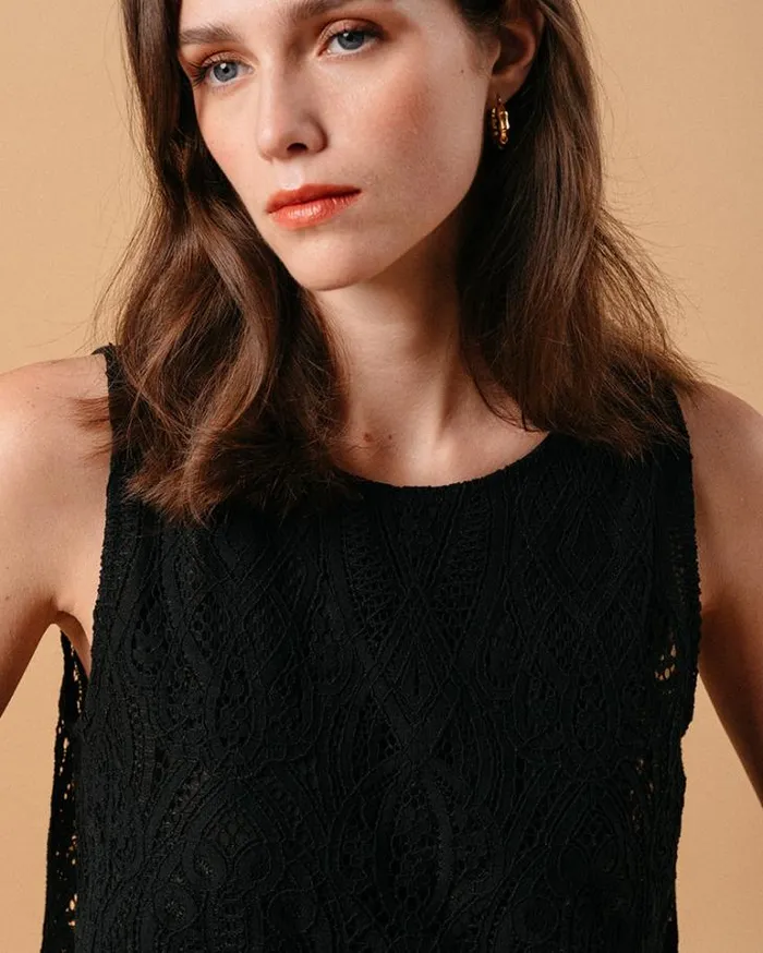Grace and Mila Lace Tops WOVEN TOP NOIR MIMOSA 8211 Shop