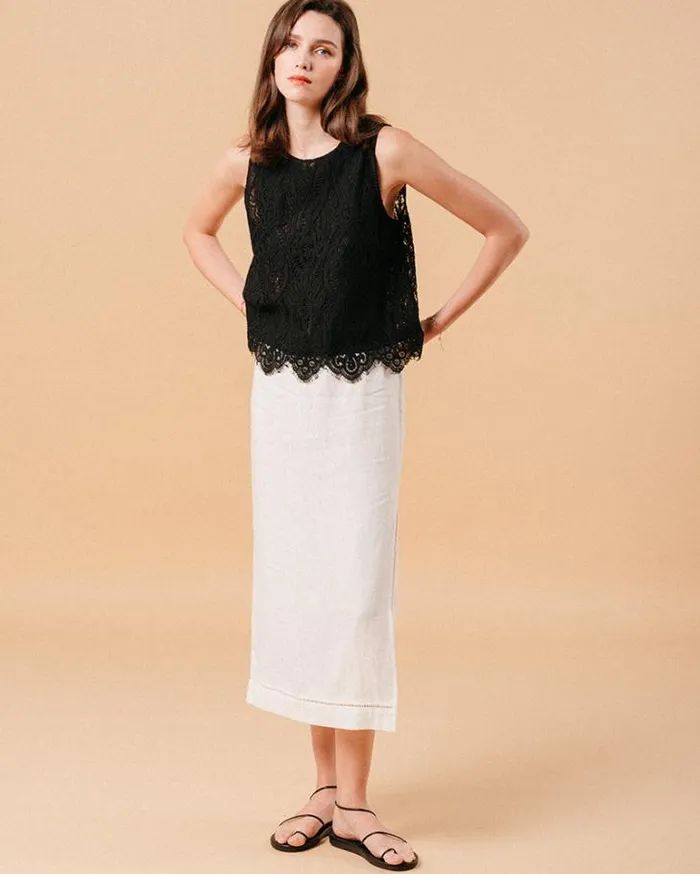 Grace and Mila Lace Tops WOVEN TOP NOIR MIMOSA 8211 Shop