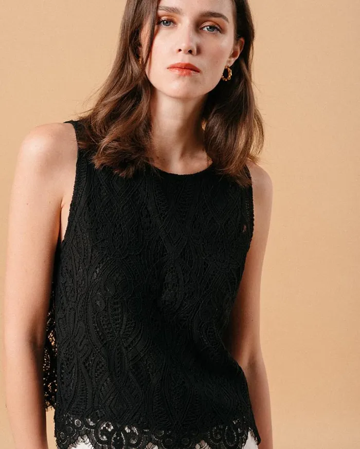 Grace and Mila Lace Tops WOVEN TOP NOIR MIMOSA 8211 Shop