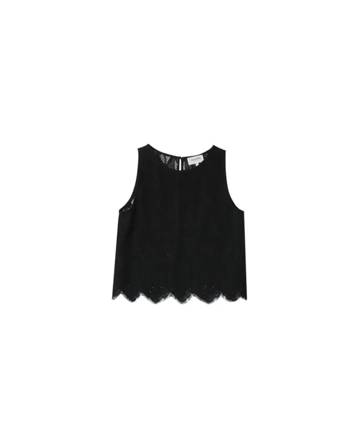 Grace and Mila Lace Tops WOVEN TOP NOIR MIMOSA 8211 Shop