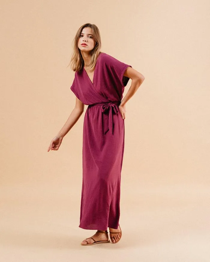 Grace and Mila Long Dresses DRESS AUBERGINE MAUD 8211 Shop