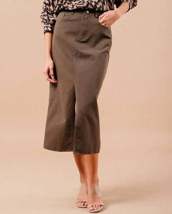Grace and Mila Midi Skirts SKIRT KAKI MAUREEN 8211 Shop