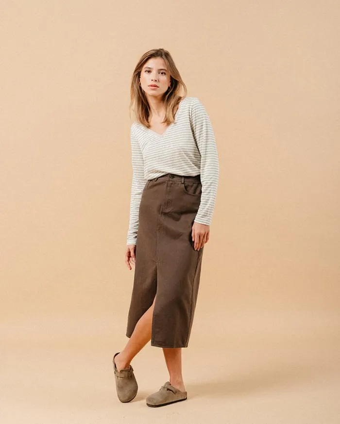 Grace and Mila Midi Skirts SKIRT KAKI MAUREEN 8211 Shop