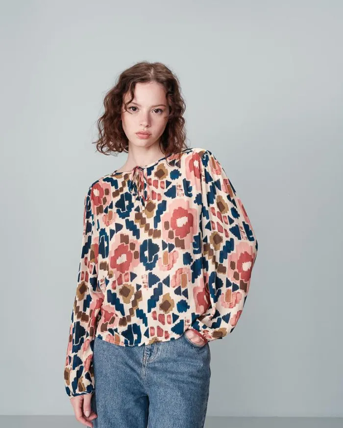 Grace and Mila Patterned Blouses SHIRT BEIGE NOLENE 8211 Shop