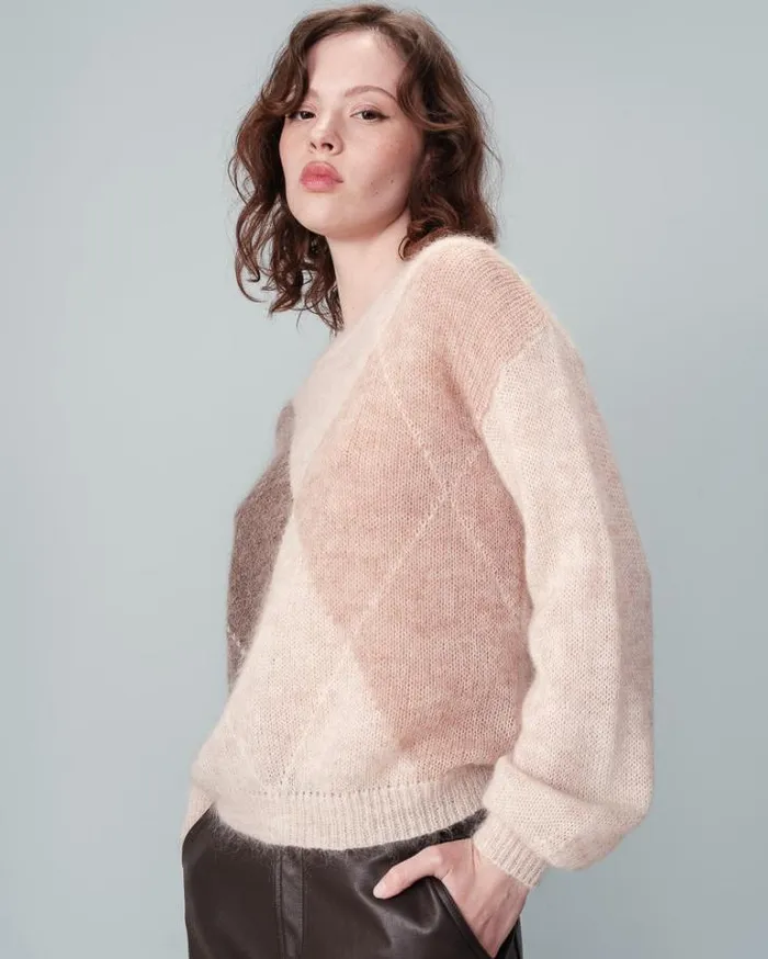 Grace and Mila Patterned Sweaters SWEATER BEIGE NANSE 8211 Shop