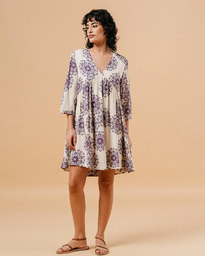 Grace and Mila Printed Dresses DRESS BEIGE MALIA 8211 Shop