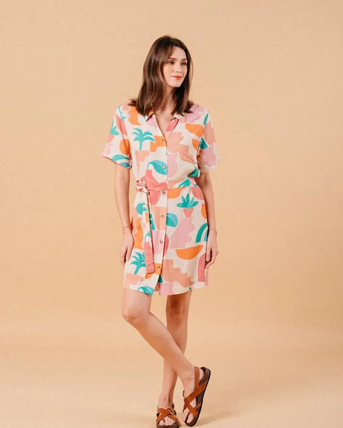 Grace and Mila Printed Dresses DRESS BEIGE MIRELA 8211 Shop