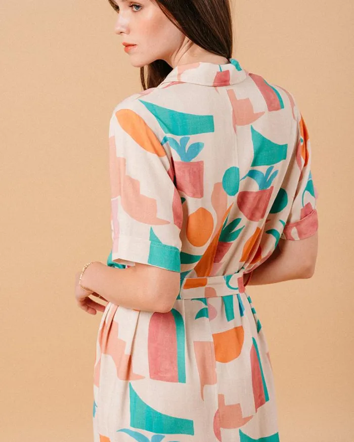 Grace and Mila Printed Dresses DRESS BEIGE MIRELA 8211 Shop