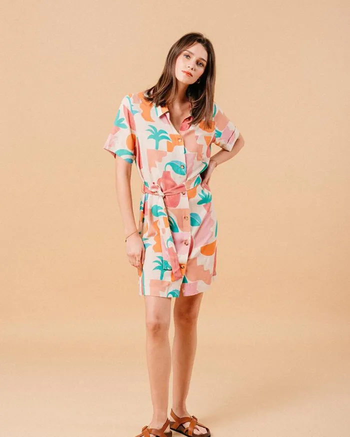 Grace and Mila Printed Dresses DRESS BEIGE MIRELA 8211 Shop