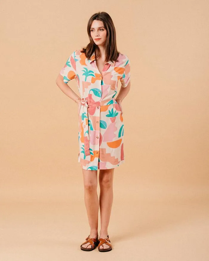 Grace and Mila Printed Dresses DRESS BEIGE MIRELA 8211 Shop