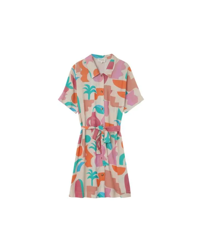 Grace and Mila Printed Dresses DRESS BEIGE MIRELA 8211 Shop