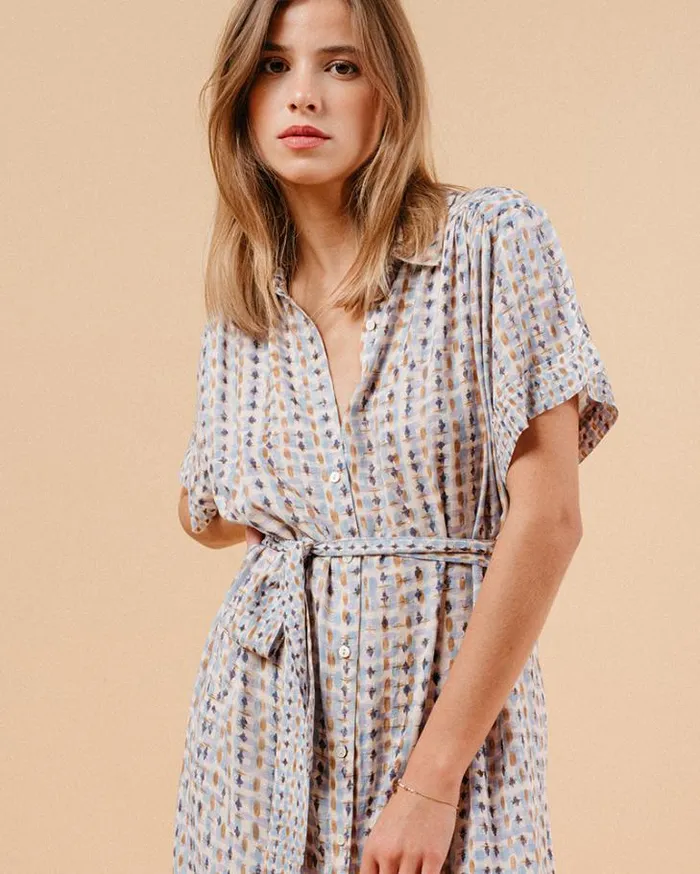 Grace and Mila Printed Dresses DRESS BLEU MAUVE 8211 Shop