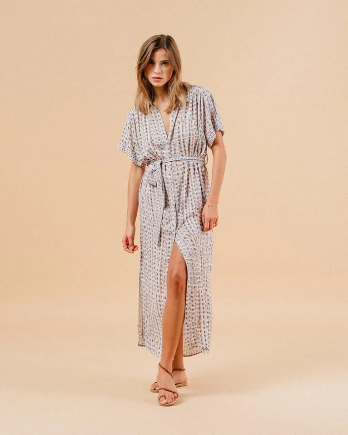 Grace and Mila Printed Dresses DRESS BLEU MAUVE 8211 Shop