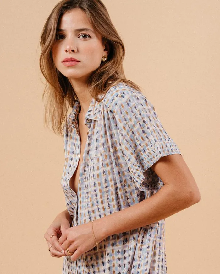 Grace and Mila Printed Dresses DRESS BLEU MAUVE 8211 Shop