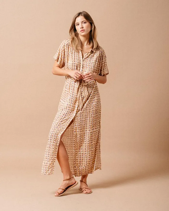 Grace and Mila Printed Dresses DRESS OCRE MAUVE 8211 Shop