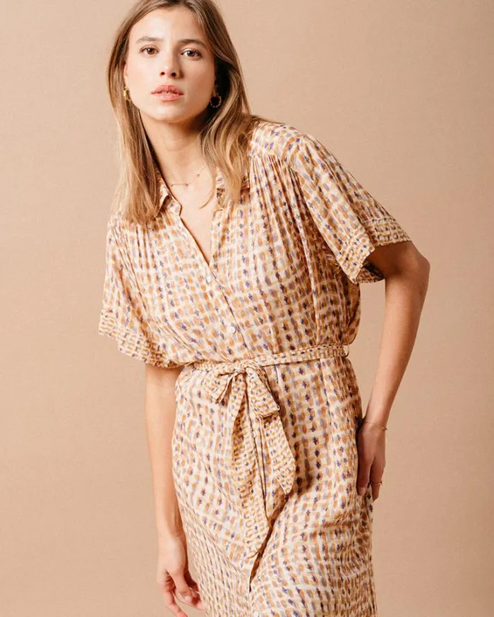 Grace and Mila Printed Dresses DRESS OCRE MAUVE 8211 Shop
