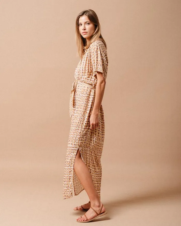 Grace and Mila Printed Dresses DRESS OCRE MAUVE 8211 Shop
