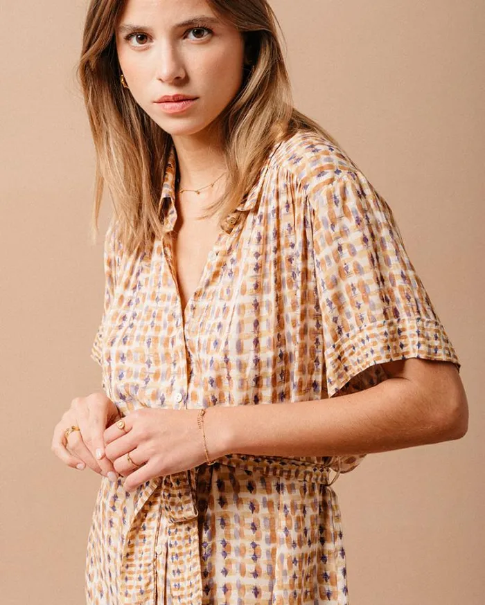 Grace and Mila Printed Dresses DRESS OCRE MAUVE 8211 Shop