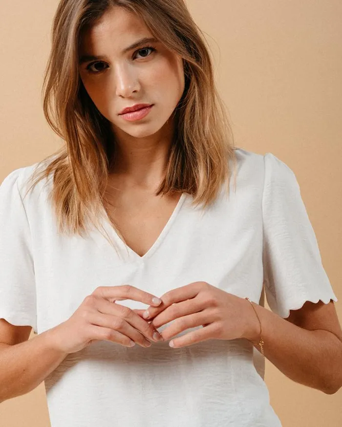 Grace and Mila ShortSleeves Tshirts WOVEN TOP ECRU MAGIQUE 8211 Shop