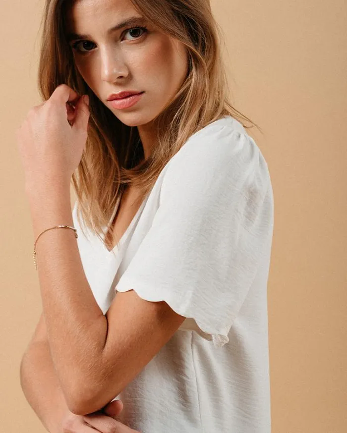 Grace and Mila ShortSleeves Tshirts WOVEN TOP ECRU MAGIQUE 8211 Shop