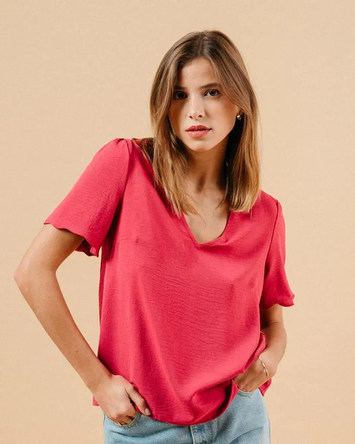 Grace and Mila ShortSleeves Tshirts WOVEN TOP PIVOINE MAGIQUE 8211 Shop