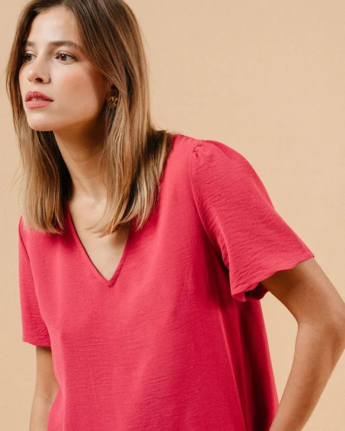 Grace and Mila ShortSleeves Tshirts WOVEN TOP PIVOINE MAGIQUE 8211 Shop