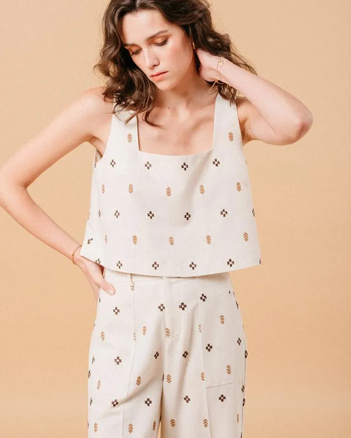 Grace and Mila Tank Tops WOVEN TOP CAMEL MIA 8211 Shop