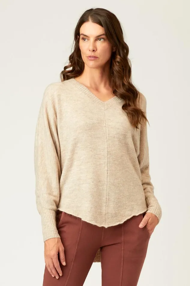 Gretchen VNeck Oatmeal Heather Clothing XCVI Sweaters