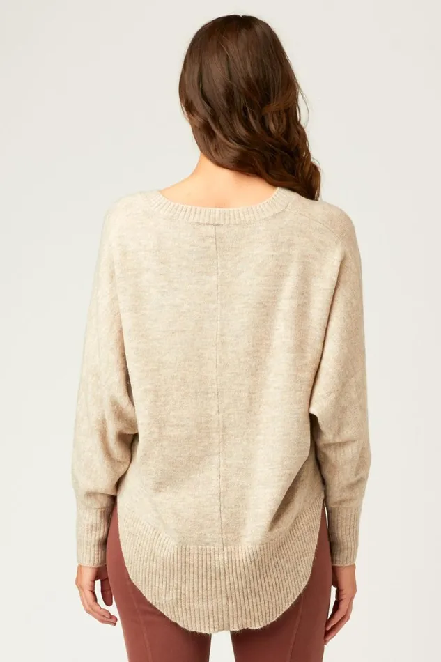Gretchen VNeck Oatmeal Heather Clothing XCVI Sweaters
