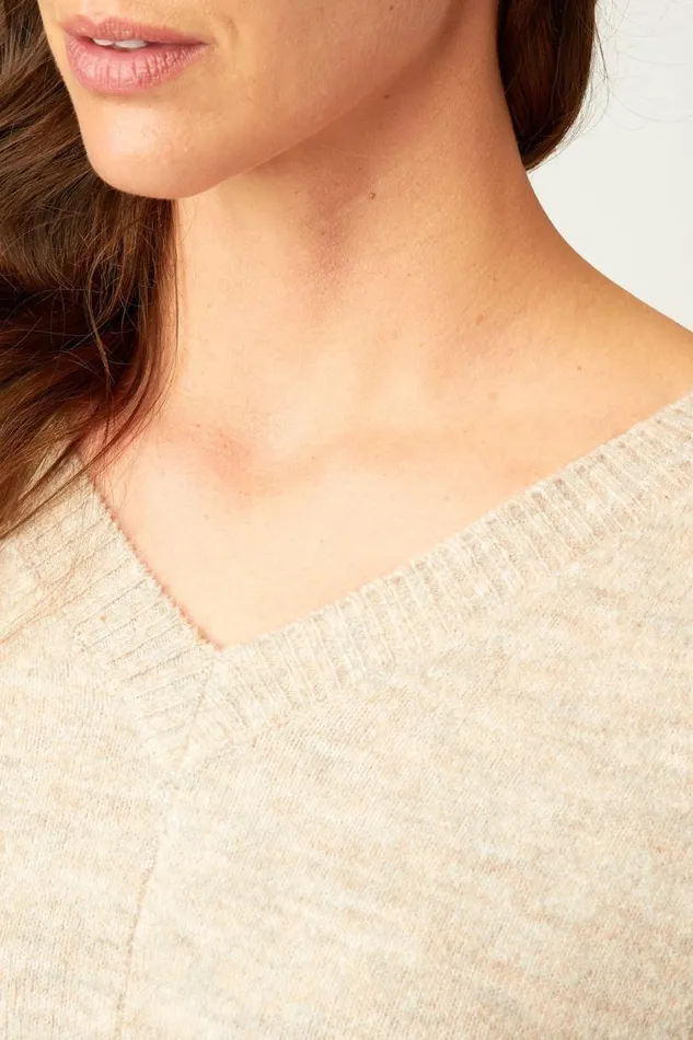 Gretchen VNeck Oatmeal Heather Clothing XCVI Sweaters