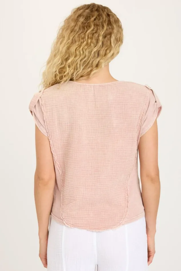 Grigg Tee Distress Wash Hydrangea Clothing XCVI ShirtsBlouses