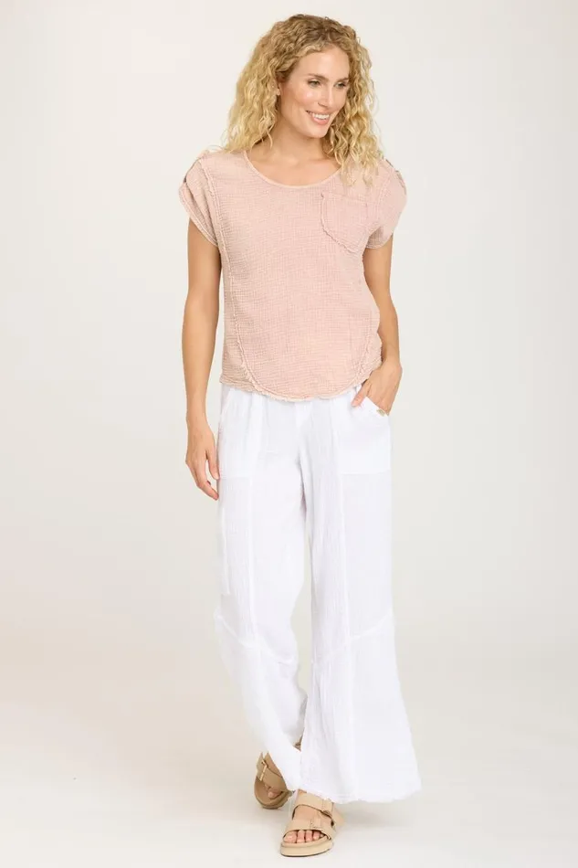 Grigg Tee Distress Wash Hydrangea Clothing XCVI ShirtsBlouses