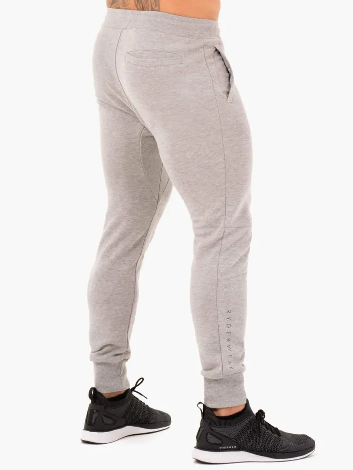 Gym Pants Mens Ryderwear Athletic Fleece Track Pants Grey Marl