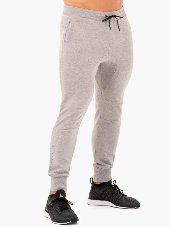 Gym Pants Mens Ryderwear Athletic Fleece Track Pants Grey Marl