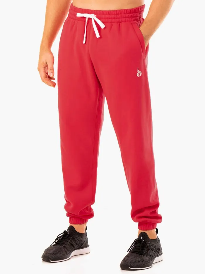 Gym Pants Mens Ryderwear Recharge Relaxed Track Pant Red