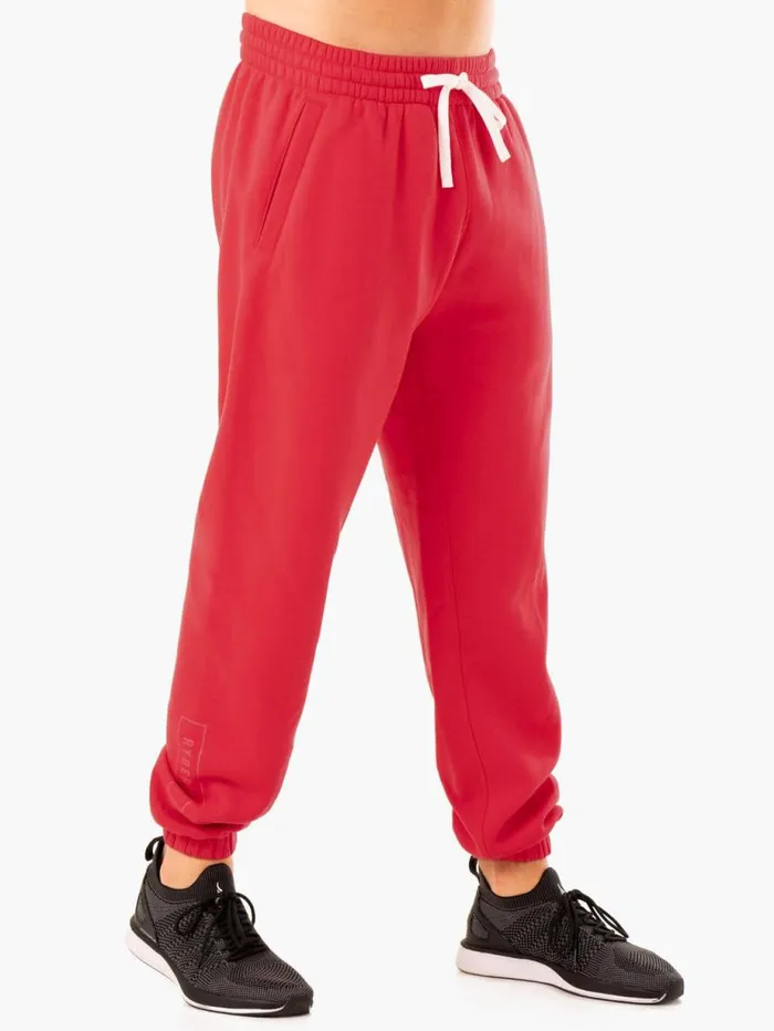 Gym Pants Mens Ryderwear Recharge Relaxed Track Pant Red